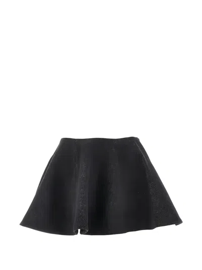 Ganni High Waist Wool Mini Skirt Flared In Black