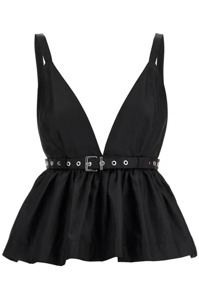 GANNI FLARED NYLON TOP WITH A
