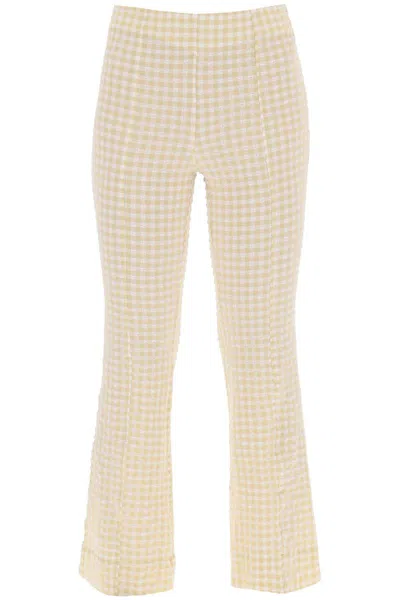 GANNI FLARED PANTS WITH GINGHAM MOTIF