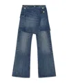 Ganni Dark Blue Heavy Washed Flared Skirt Jeans In Blue