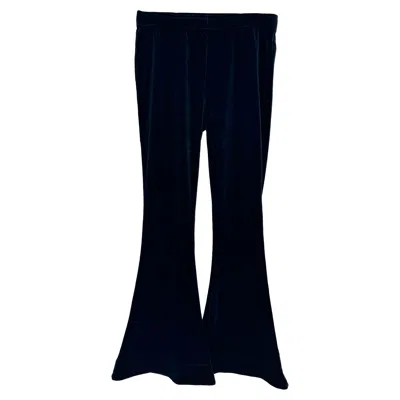 Pre-owned Ganni Flared Trousers In Navy Blue Polyester