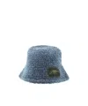 Ganni Denim Handknit Bucket Hat In Blue
