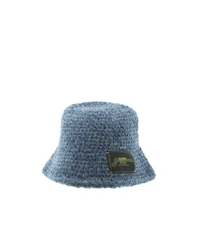 GANNI DENIM HANDKNIT BUCKET HAT