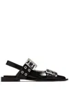 Ganni Embellished Glossed Recycled Point-toe Slingback Flats