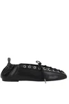 Ganni Black Lace-up Ballerinas With Metal Eyelets And Elasticized Ankle In Eco-leather Woman In Black