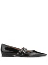 GANNI GANNI POINTED-TOE SYNTHETIC LEATHER BALLET FLATS