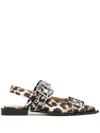 Ganni Ballet Flats In Animalier Polyester In Brown