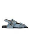 Ganni Denim Ballerina Charms And Buckles In Blue