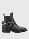 Ganni Buckle-strap Leather Ankle Boot In Black