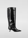 Ganni Black Eyelets Slouchy High Shaft Tall Boots In Schwarz