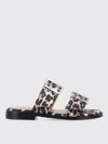 Ganni Leopard Print Buckle Slide Double Strap In Brown
