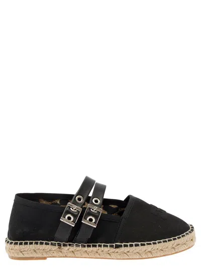 Ganni Black Logo Embossed Espadrilles