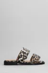 Ganni Feminine Buckle Leopard Print Sandals