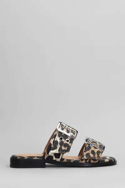 Ganni Flats In Animalier Cotton