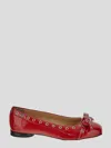 Ganni Eyelet Detailing Ballerina Shoes In Racingred