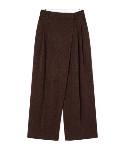 Ganni Flock Check Cross-over Trousers In Black
