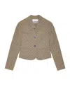 Ganni Flock Check Suiting Blazer In Gray
