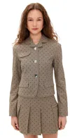 Ganni Flock Check Suiting Blazer In Tiger's Eye