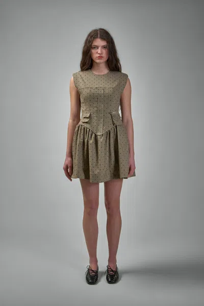 Ganni Flock Check Suiting Corset Mini Dress