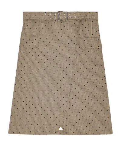 GANNI GANNI FLOCK CHECK SUITING SKIRT