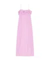 Ganni Shiny Spaghetti-strap Ruffle Maxi Dress In Pink