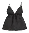 Ganni Floral-jacquard Flared Tank Top In Black