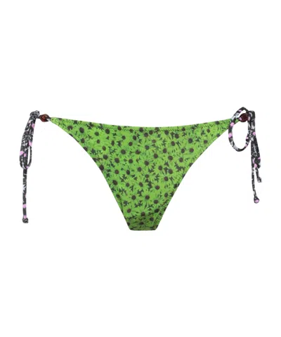 Ganni Floral Bikini Pants In Green