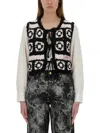 Ganni Women Crochet Knit Vest In Grey