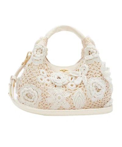 Ganni Floral Crochet Tote Bag In Yellow