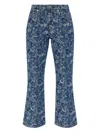 Ganni Blue Straight Tapestry Cropped Betzy Jeans In Multi