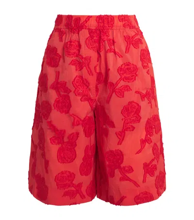 Ganni Floral Elasticated Shorts In Blue