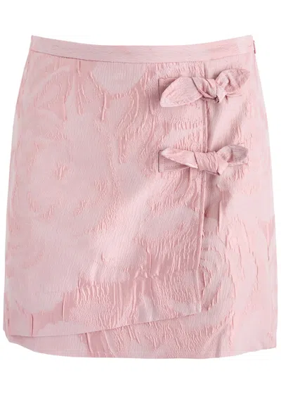 Ganni Floral-jacquard Cloqué Mini Skirt In Pink