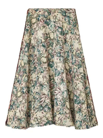 Ganni Floral-jacquard Maxi Skirt In Multi