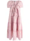 Ganni Pink Layer Midi Dress In Pink
