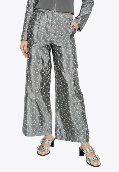 Ganni Acetate Jacquard Cargo Pants In Black