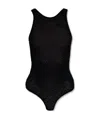 Ganni Floral-lace Bodysuit In Black