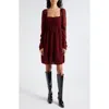 Ganni Red Printed Georgette Mini Dress In Syrah