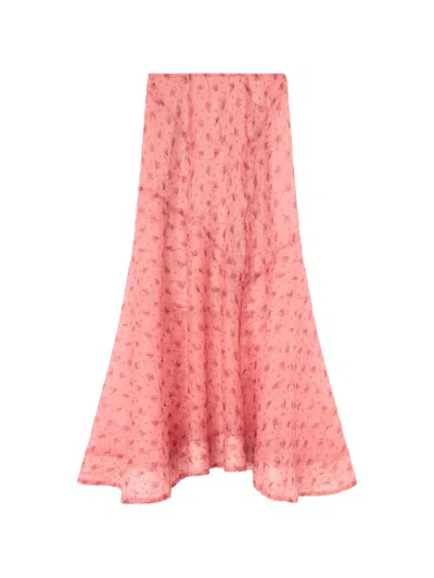 Ganni Floral Midi Skirt In Multi