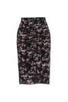 GANNI GANNI PHANTOM FLORAL PRINTED MESH RUCHED MIDI SKIRT