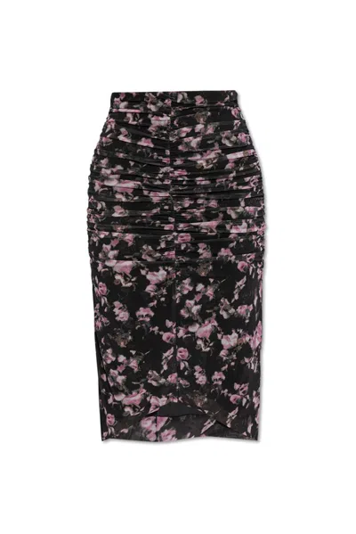 Ganni Women's Floral Print Skirt In Grey