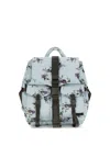 Ganni Re-tech Nylon Backpack With Floral Pattern In Blue