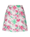 Ganni Multicolor Mini A-line Skirt With 3d Jacquard Floreal Motif In Recycled Polyester In Pink