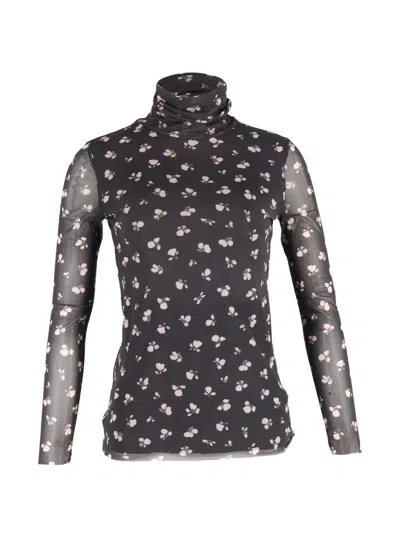 Pre-owned Ganni Floral-pattern Top In Black