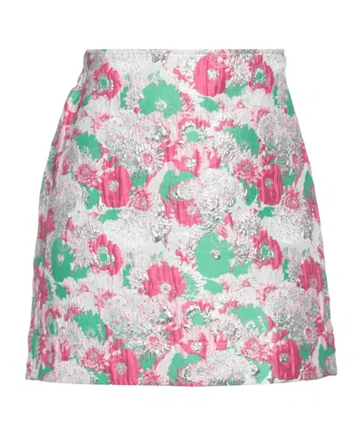 Ganni Floral Pocketless Midi Skirt In Green