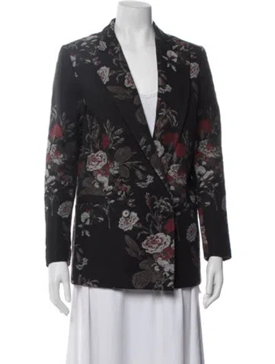 Pre-owned Ganni Floral Print Blazer In Black
