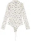 Ganni Floral-print Bodysuit In White