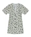 Ganni Grey Floral Printed Organza Jacquard Mini Dress In Gray