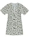 Ganni Grey Floral Printed Organza Jacquard Mini Dress In Neutrals