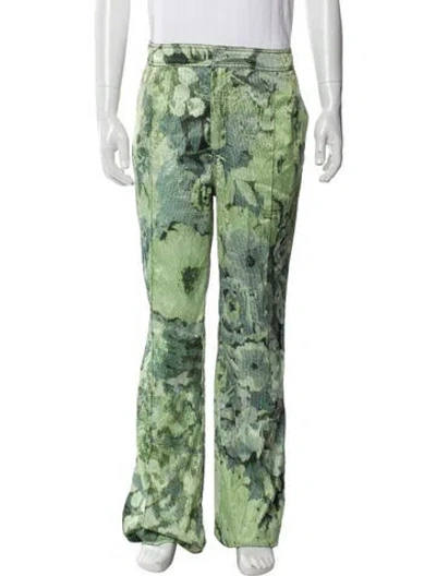 Pre-owned Ganni Floral Print Cargo Pants In Green