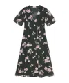 Ganni Floral-print Crepe Wrap Midi Dress In Black